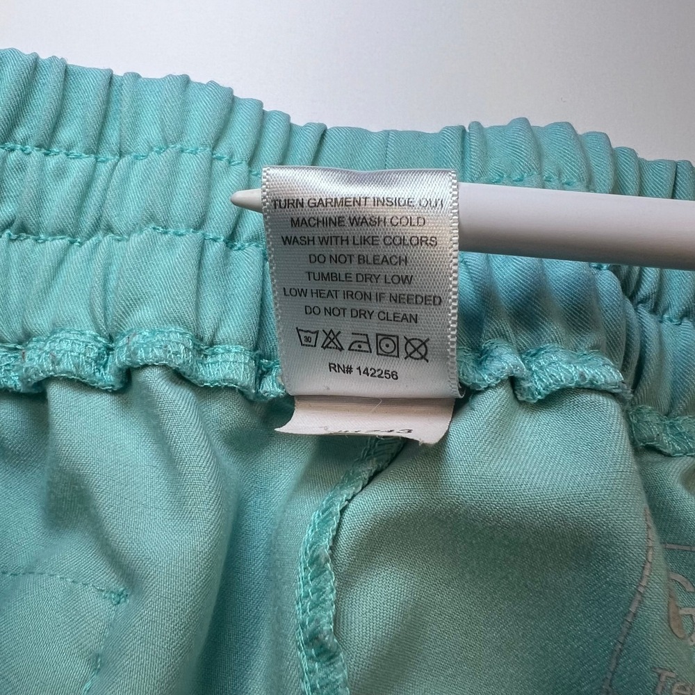 FIGS Technical Collection Scrub Pants Women XL Aqua Teal Straight Leg Drawstring - Picture 4 of 13